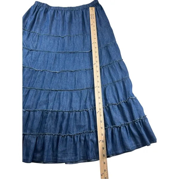 Metro Wear Vintage Denim Prairie Skirt – Size M – 100% Cotton – Cottagecore Maxi - Image 6