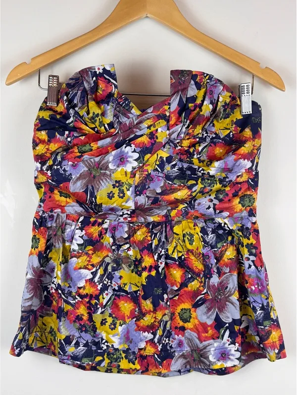 Porridge Anthropologie Floral Strapless Corset Bustier Peplum Top Size 6 - Image 2