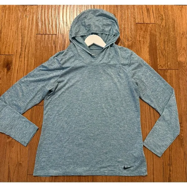 Nike dri-fit green hooded athletic long sleeve top M - Image 6