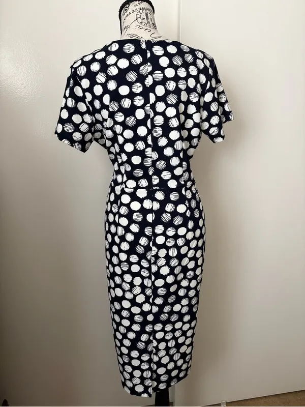 Enfocus Studio Navy & White Polka Dot Tie-Waist Midi Dress - Image 2
