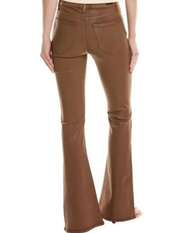 PAIGE High Rise Lou Lou Jolene Jeans With Slit In Coated Cognac - Image 8