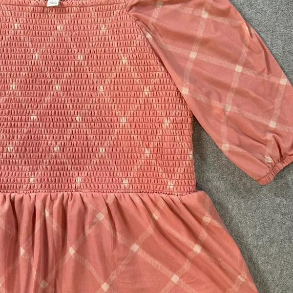 Cato Dusty Rose Off the Shoulder 3/4 Sleeve Blouse Women's Large Smocked - Image 4