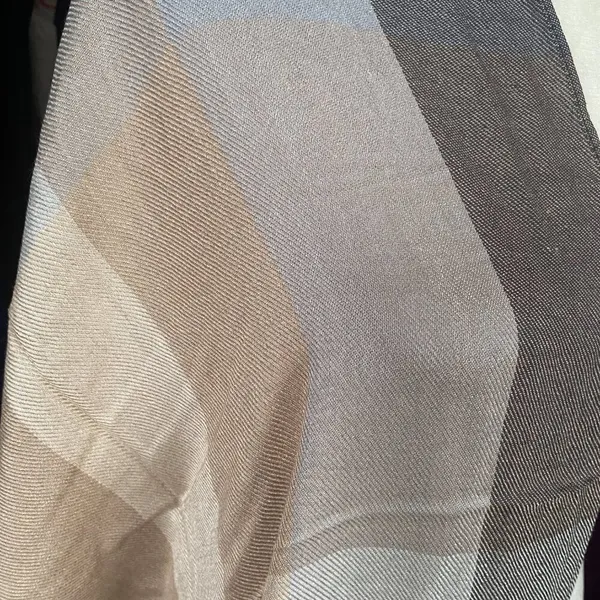 Neutral colored women's rectangle scarf wrap shawl with fringed edges - Image 5