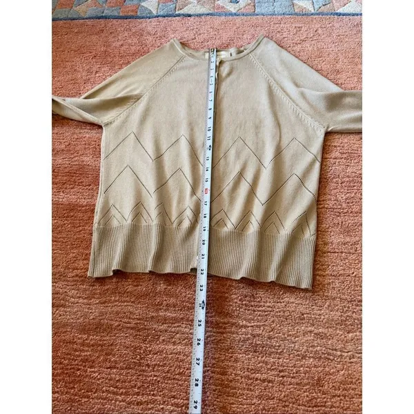 Susan Bristol Beige Silk Wool Cardigan Sweater Size M - Image 4