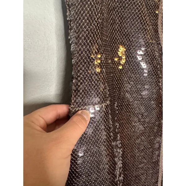 A.L.C. Brown Sequin Adjustable Strap Square Neck Sleeveless Dani Mini Dress sz S - Image 9