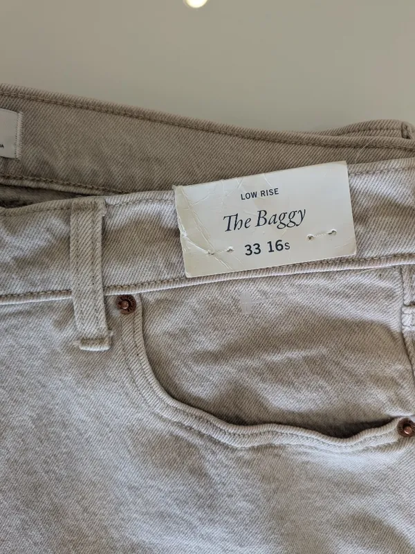Abercrombie & Fitch The Baggy Low Rise Taupe Jeans Size 33 16 Regular NWT XL - Image 8