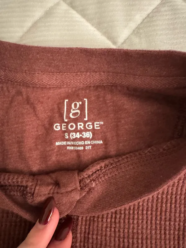 George Long Sleeve Henley Shirt Red - Image 2