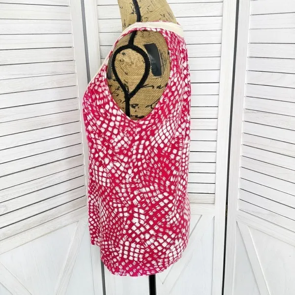 Anthropologie C.‎ Keer Swoop Rope Collar Tank Top Red Medium Dot Print - Image 2