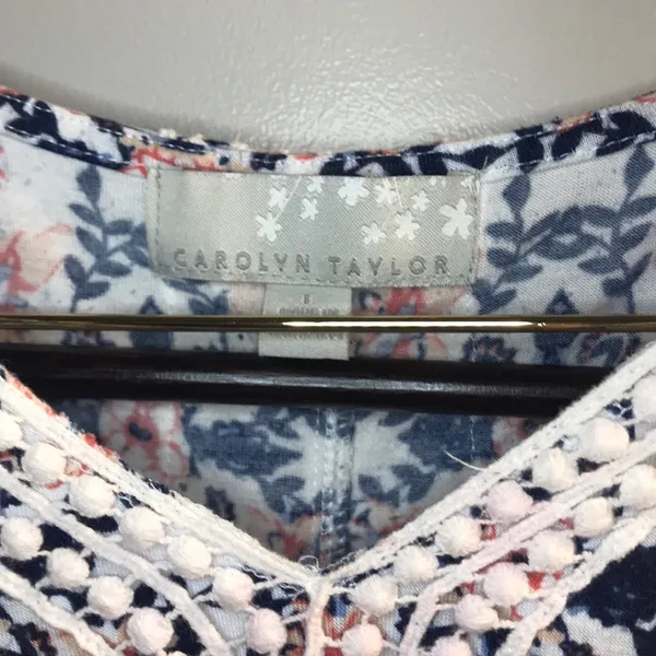 Carolyn Taylor floral tank top with lace L - Image 4