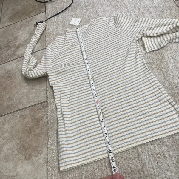J.McLaughlin Annette Sweater Womens Large‎ NWT Tan Grey Striped Ribbed Knit - Image 10