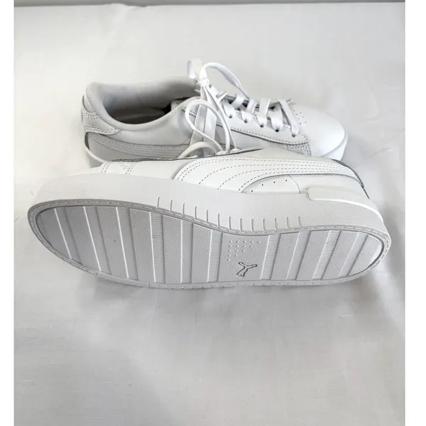 PUMA White Platform Sneakers Womens 6 /‎ Youth 4.5 Clean Girl Minimalist Shoes - Image 11