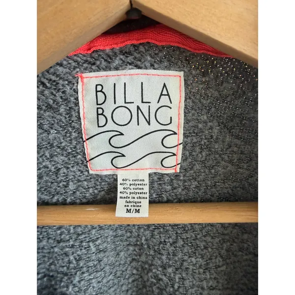 Billabong Gray Tribal Geometric Front Shawl Collar Cardigan Sweater Womens‎ M - Image 3