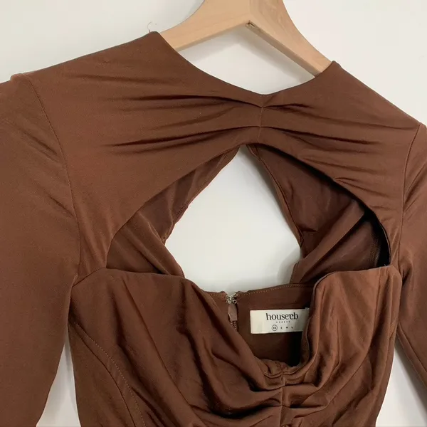 House of CB Natelle Chocolate Brown Corset Longsleeve Top Womens XS - Image 9