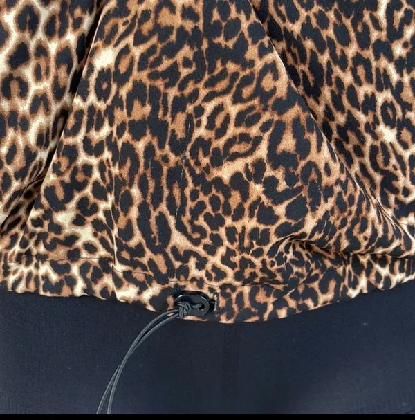 Zara Basic Leopard Print Half-Zip Colorblock Hoodie Pullover - Size XS 🐆✨ - Image 14