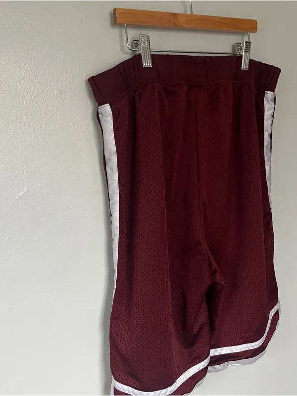 Champion 90’s Maroon Women's Athletic Basketball Shorts with White Trim - Image 6