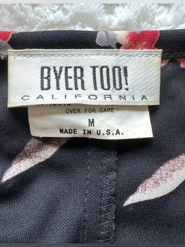 VTG 90s Byer Too Floral Maxi Dress M Black Pink Dark Fairy Whimsigoth Grunge - Image 7