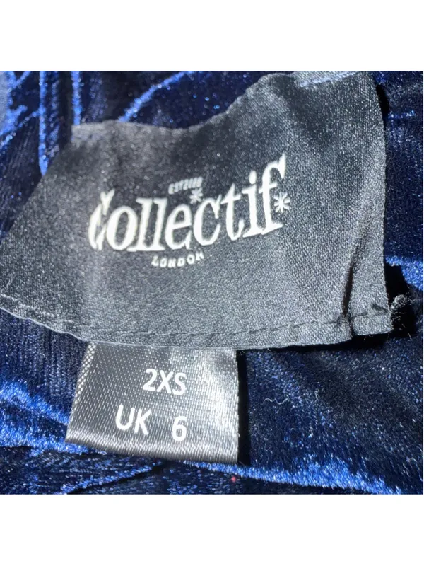 Collectif London blue velvet midi dress pencil sweetheart homecoming whimsigoth - Image 8