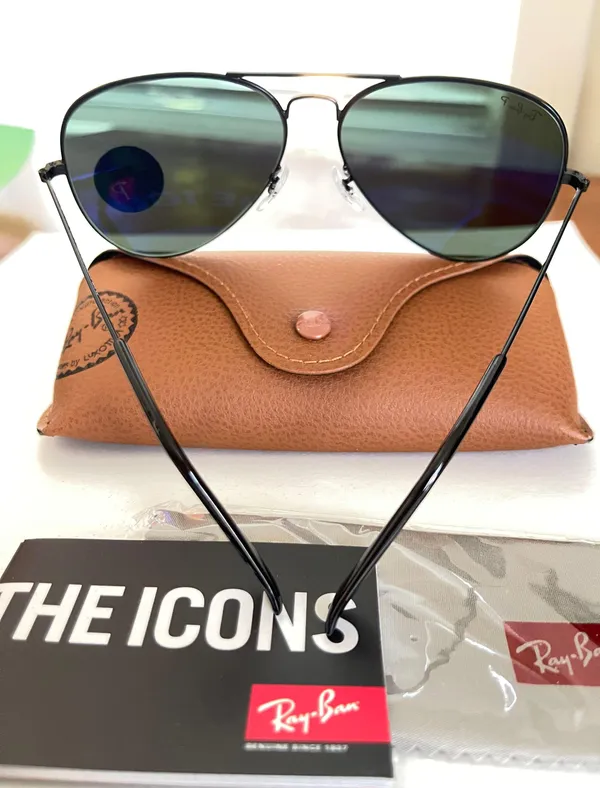Ray-Ban Black Polarized Avaitor Sunglasses 58mm Unisex - Image 4