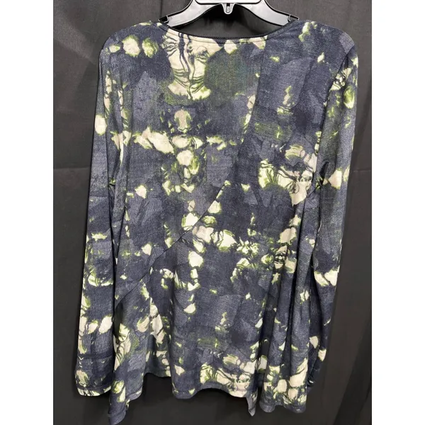 SimplyVera Vera Wang Womens Tie Dye Asymmetric Hem Long Sleeve Shirt Size L SKU - Image 2