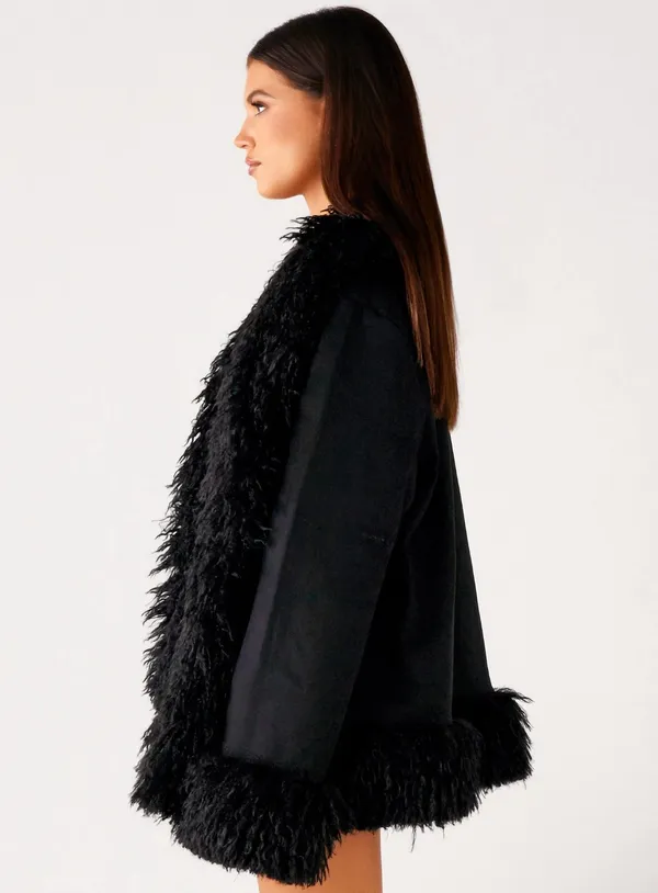 Peppermayo faux fur black trim jacket  - Image 3