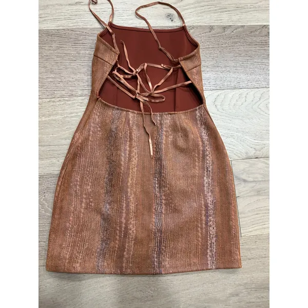 Urban Outfitters Metallic‎ Rust Snake Print Mini Dress - Image 2