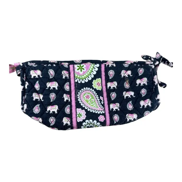 Vera Bradley Set of 2 Elephant Paisley Quilted Cosmetic Bags Black Pink Retired - Image 4
