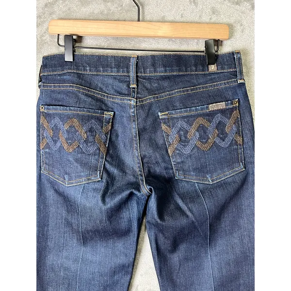 7 For All Mankind Bootcut Jeans Dark Wash‎ Mid Rise Stretch Denim Women's 28 - Image 4