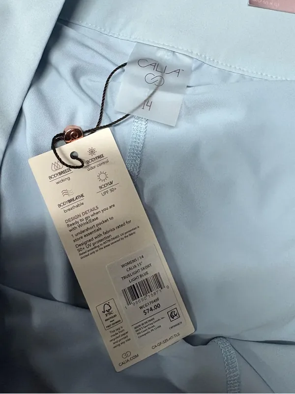 NWT Calia Athletic/Performance Golf Tennis Side Zip Skort Size 14 Blue - Image 4