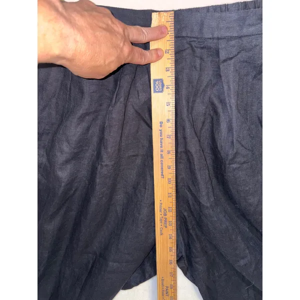 Anthropologie Pleated Culotte Trousers Black 100% Linen Wide Leg Cropped NWT Med - Image 9