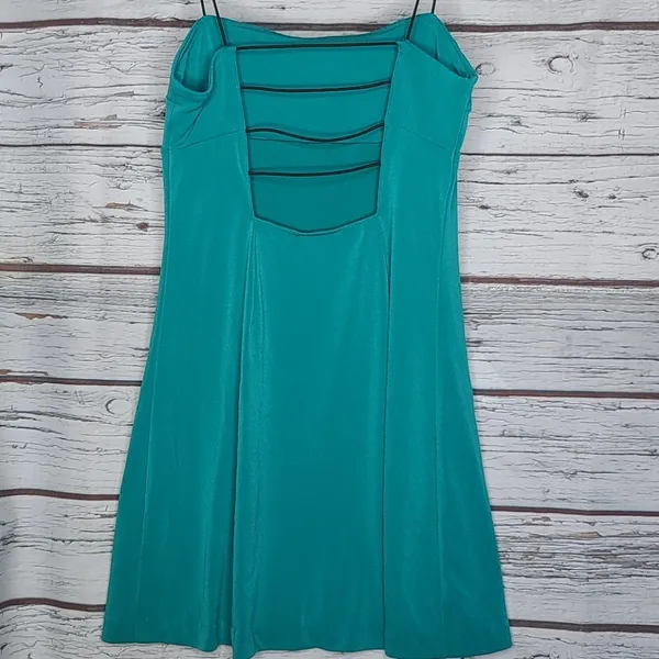Anthropologie Silence + Noise stretch green spaghetti strap dress sz XS - Image 4