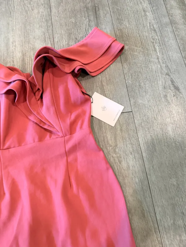 Hello Molly One-Shoulder Ruffle Bodycon Dress in Rose - Image 10