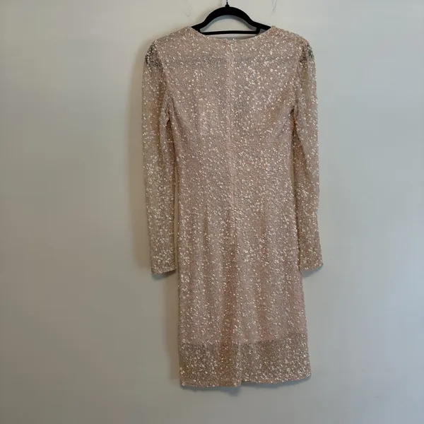 NWT Ashley Lauren Sz 2 Powder‎ Sequin Short Dress V Neck Formal Pageant Prom - Image 8