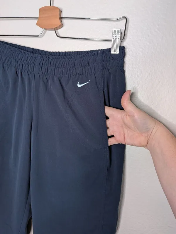 Nike Womens Navy Blue Windbreaker y2k retro Pants split seam Small track pant - Image 4
