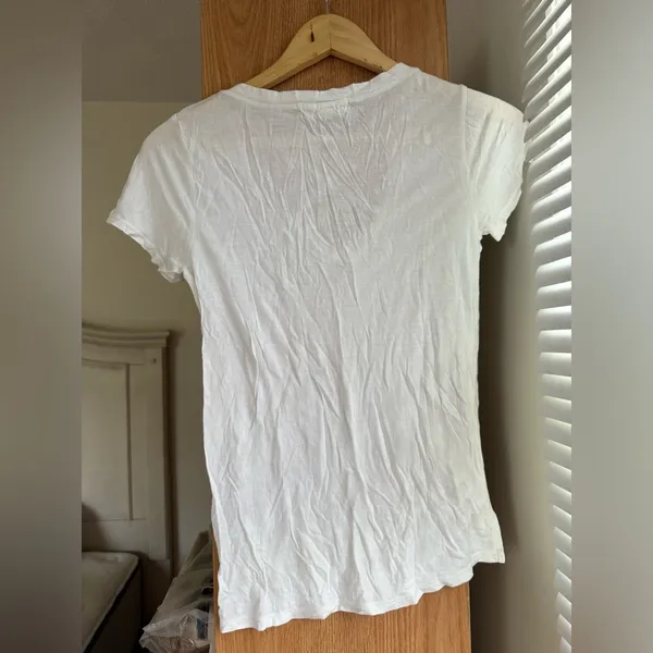 Urban Outfitters White V-Neck Tee with Crisscross Detail - Image 2