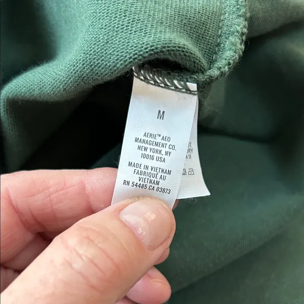 Aerie Oversized Lace Up Hoodie-Distressed Hunter Green, boxy fit. Size Medium - Image 5