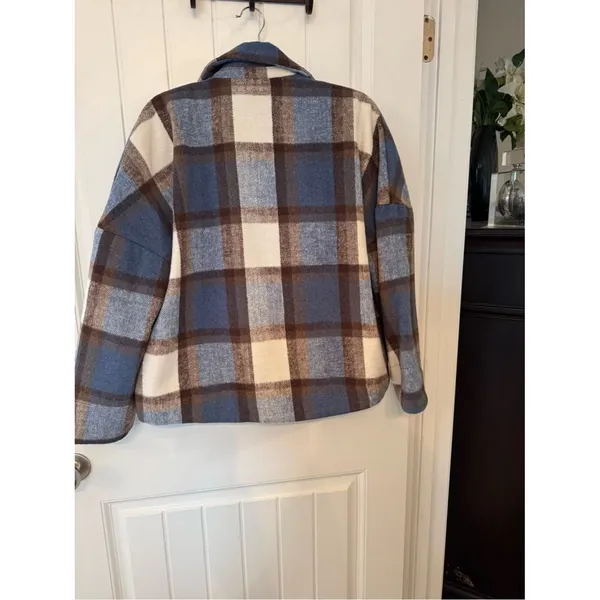 Ci Sono Brown Lined Coat with Blue Knit Collar - Image 2