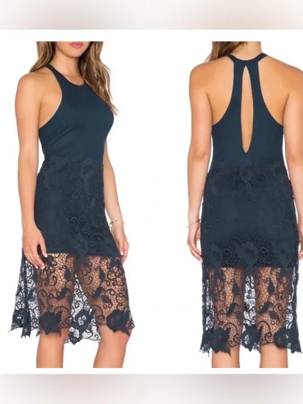 Free People Nora Lace Crochet Overlay Dress size medium - Image 3