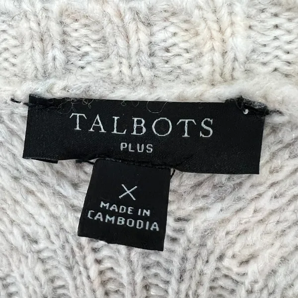 Talbots Sweater Womens XL‎ 0X Cream Diamond 3D Knit Pullover Cottage Fisherman - Image 10