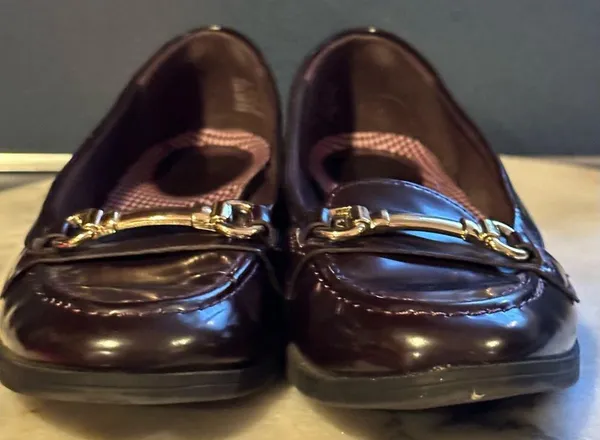 Dexflex Comfort Burgundy/Purple Loafers W Front Gold Buckle & Padding S… - Image 2
