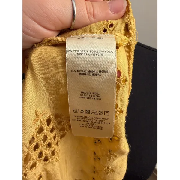 Anthropologie Vanessa Virginia Sadie Eyelet Swing Tank Mustard Yellow Bettina - Image 8