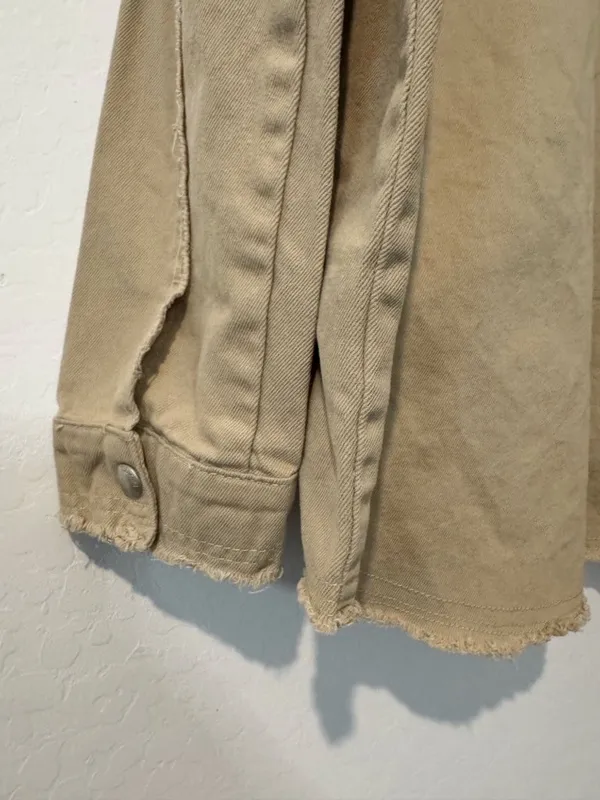 Blank NYC‎ Shacket Size XS Zoo Fair Beige Denim Jacket Coastal Cowgirl Barn - Image 7