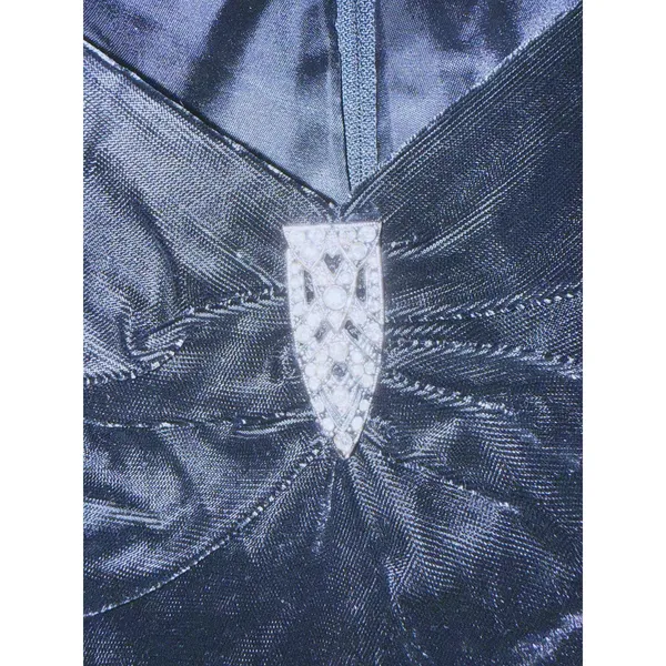 Vintage 90s Crushed Velvet Sweetheart Mini Dress Small Black Y2K Vamp Witchy - Image 5