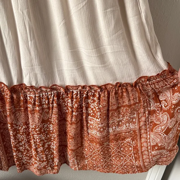 NWT Hem & Thread Cream and Burnt Orange Tiered Sleeveless Dress - Image 3
