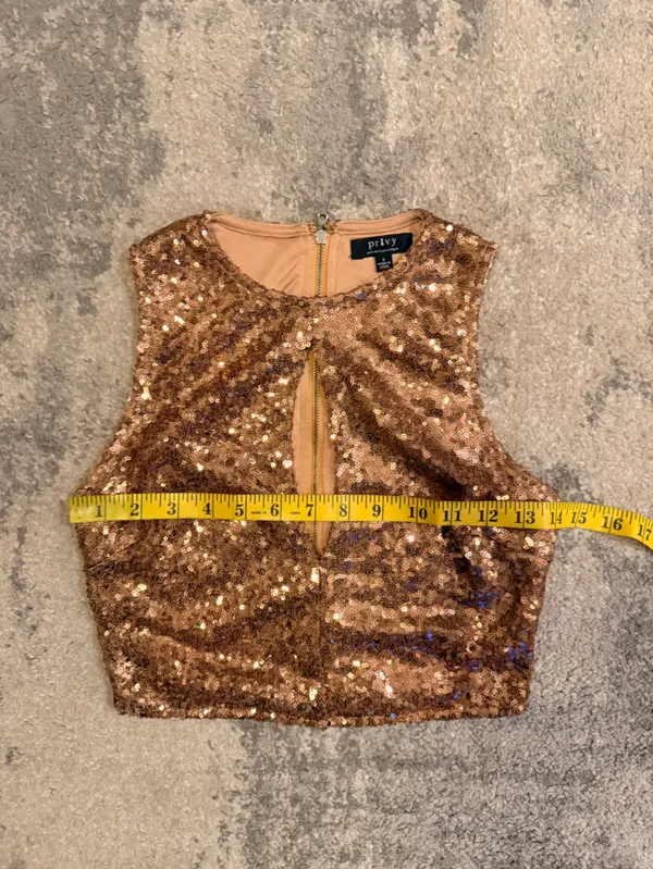 Privy Rose Gold Sequin Crop Top - Image 4