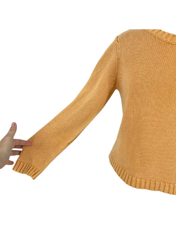 Tyler Bōe Mineral Wash Sweater Yellow Minimalist Preppy Luxury Size Medium - Image 4