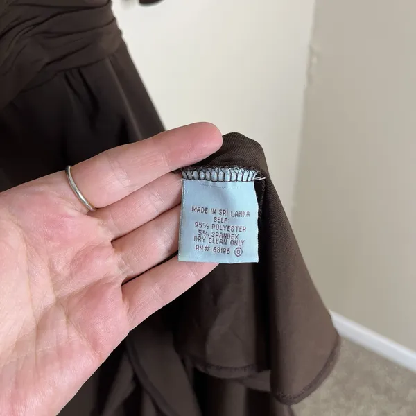 Women's‎ Y2K Vtg Dress Espresso Chocolate Brown Ruched V Neck Twee Babydoll Sz 6 - Image 5