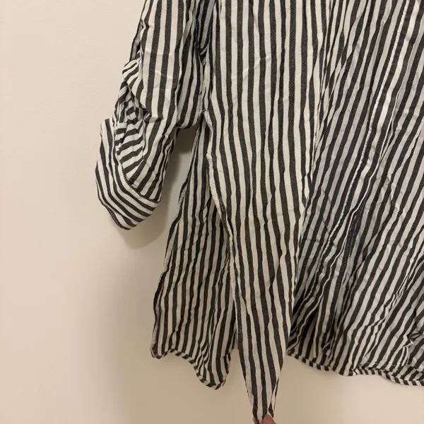 Lucky Brand Button Down Shirt Tunic Dress Size Large Striped Boho Beach Cover Up - Image 7