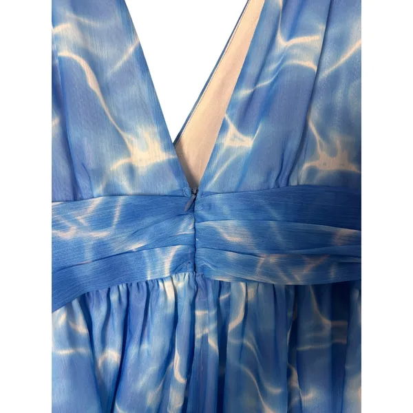 L'atiste by Amy Dress L Blue Water Ripple Tie Shoulder Mermaidcore Resortwear - Image 3