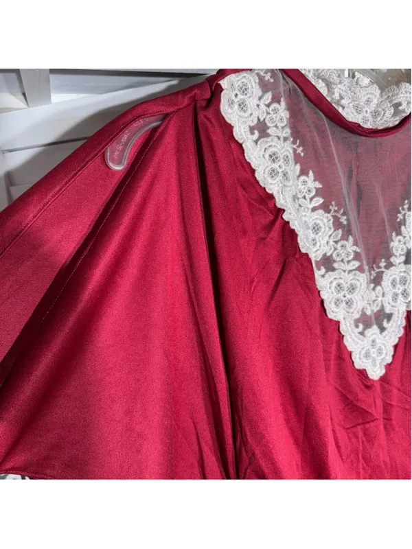 Vintage 70s maxi dress sheer lace neck flutter sleeves Greek Goddess Ren Fair L - Image 4