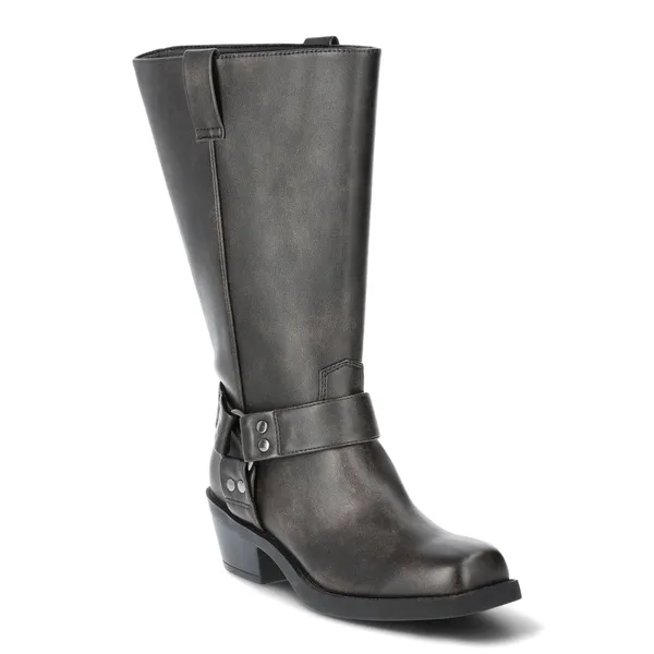 Time and Tru Womens Boots 7.5 Brown Knee Faux Leather High Harness Moto Riding - Image 2